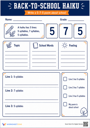 Back-to-School Haiku Worksheet | Grade 5 Essential