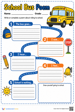 School Bus Poem Worksheet | Grade 1 Essential
