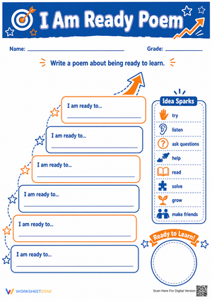I Am Ready Poem Worksheet | Grade 3 Essential