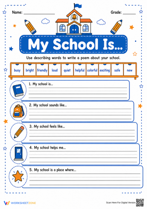 My School Is... Poetry Worksheet | Grade 3 Essential