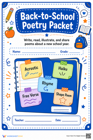 Back-to-School Poetry Packet | Essential Grade 2-6 Guide