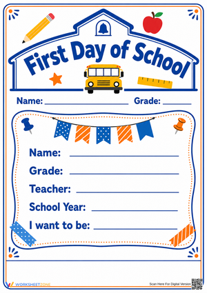 First Day of School Sign | Grade K-6 Printable