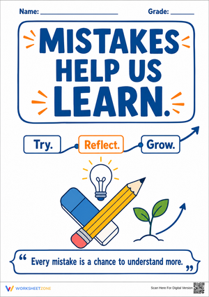 Mistakes Help Us Learn Poster | Grade 2-8 Essential