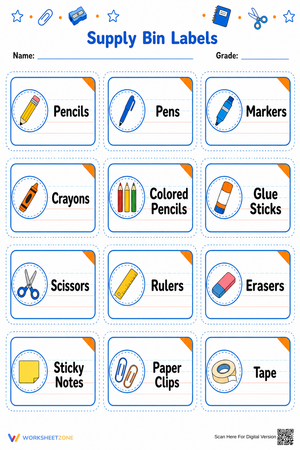 Printable Supply Bin Labels | Essential Classroom Decor