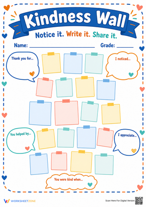 Kindness Wall Worksheet | Grade K-6 Printable