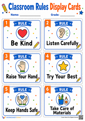 Classroom Rules Display Cards | Essential Grade K-5 Ready