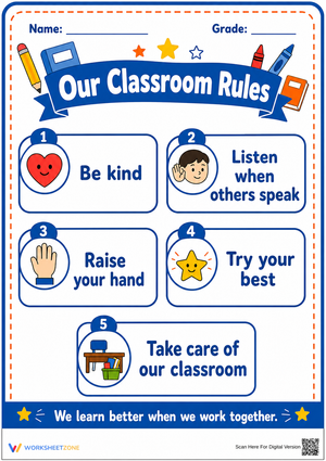 Essential Classroom Rules Poster | Grade K-5 Printable