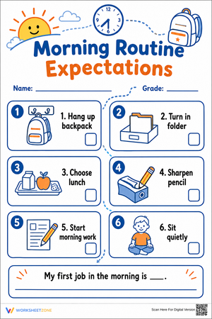Morning Routine Expectations | Essential Grade 1 Worksheet
