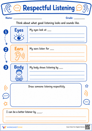 Respectful Listening Worksheet | Grade 2 Essential