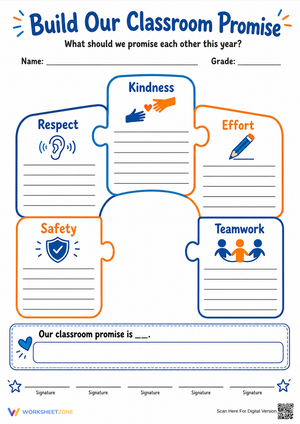 Printable Classroom Promise Worksheet | Grades 3-6 SEL
