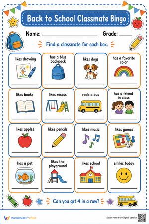 Back to School Classmate Bingo | Grade 1 Essential