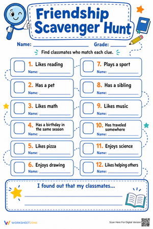 Friendship Scavenger Hunt | Grade 1-5 Essential