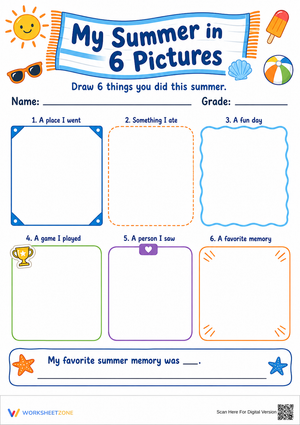 My Summer in 6 Pictures | Essential Grade 1-4 Worksheet