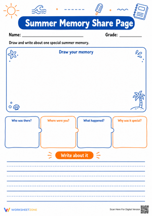 Summer Memory Share Page | Grade 3-6 Essential