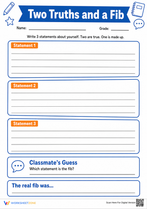 Two Truths and a Fib Worksheet | Grade 5 Essential