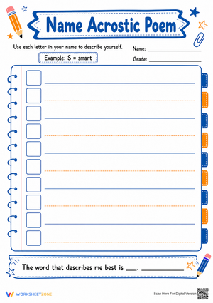 Name Acrostic Poem Worksheet | Grade 3 Essential