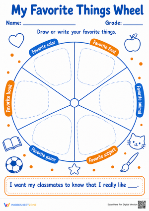 My Favorite Things Wheel — Printable Grade 1 Icebreaker