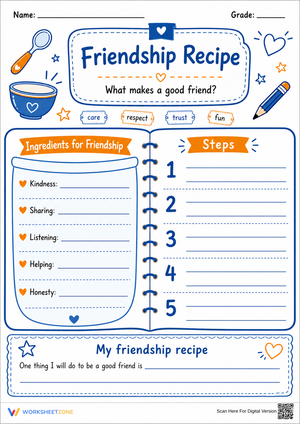Friendship Recipe Worksheet | Grade 3 Essential