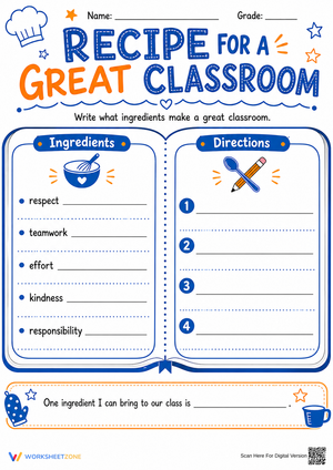 Grade 4 Recipe for a Great Classroom | Essential Worksheet