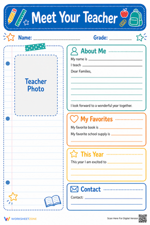 Meet Your Teacher Printable Template | Grade K-5 Ready
