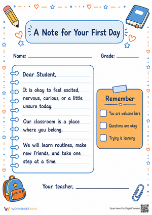 First Day of School Teacher Letter | Essential K-5 Printable