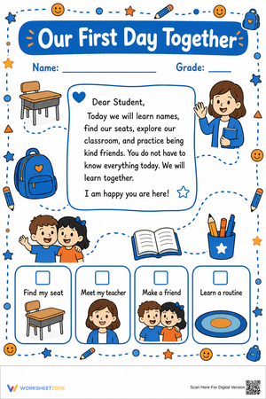 First Day Teacher Letter & Checklist | Grade 1 Essential