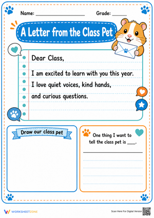 Class Pet Letter Worksheet | Grade 1 Printable