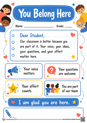 Printable "You Belong Here" Welcome Letter | Grades K-6