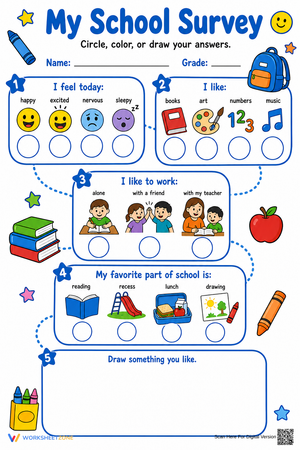 My School Survey | Essential Grade K-1 Printable