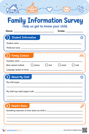 Family Information Survey | Essential Grade K-5 Printable
