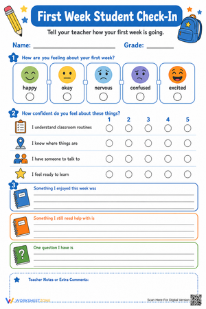 First Week Student Check-In | Grade 3-6 Essential