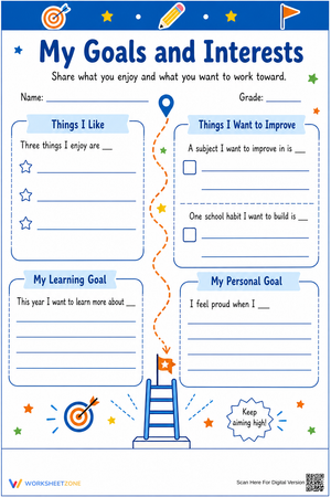 Grade 4-6 Goals and Interests — Printable No-Prep Worksheet