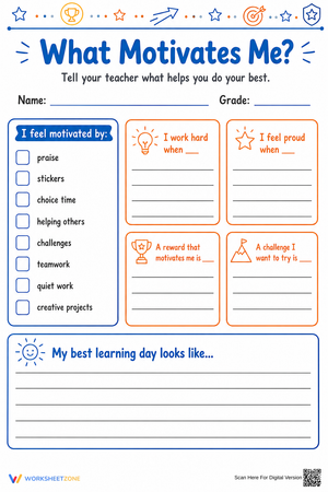 What Motivates Me? Printable Worksheet | Grades 3-6
