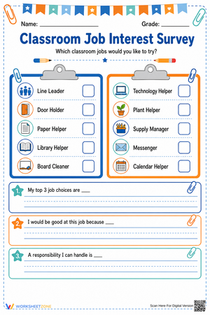 Classroom Job Interest Survey | Grade 3 Essential