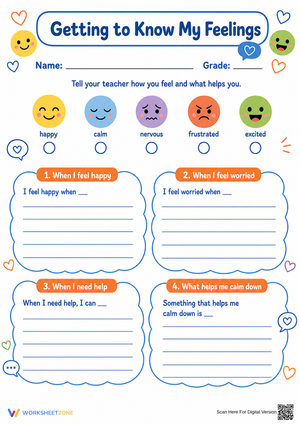 Getting to Know My Feelings Worksheet | Grade 3 Essential