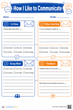 How I Like to Communicate | Essential Grade 3-7 Worksheet