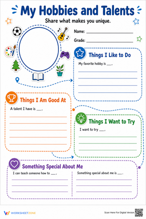 My Hobbies and Talents Worksheet | Essential Grade 2-6