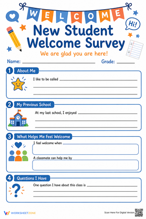 New Student Welcome Survey | Essential Grade 2-6 Printable