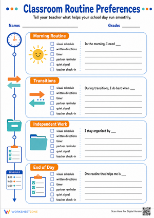 Classroom Routine Preferences Worksheet | Grade 2-5 Ready