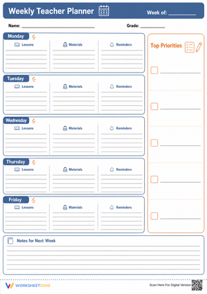 Essential Weekly Teacher Planner | K-12 Printable