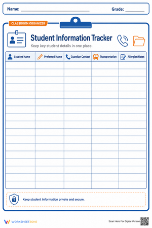Essential Student Information Tracker | K-12 Printable