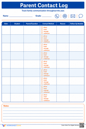 Parent Contact Log | Essential K-12 Teacher Printable