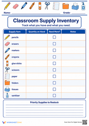 Classroom Supply Inventory | Essential Teacher Planner