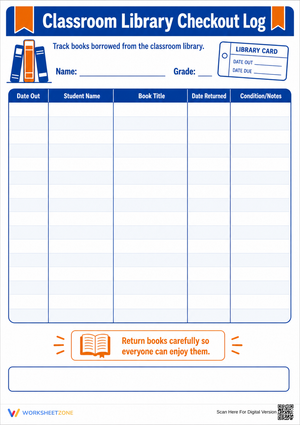 Classroom Library Checkout Log | Essential Teacher Tool
