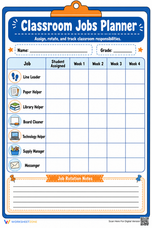 Classroom Jobs Planner | Essential Grade K-5 Printable