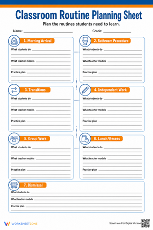 Essential Classroom Routine Planning Sheet | K-12 Ready