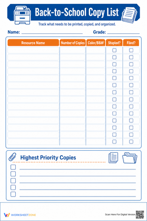 Printable Back-to-School Copy List | Teacher Planning