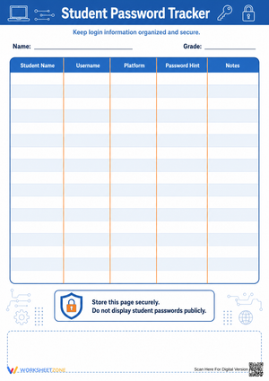 Student Password Tracker | Essential Classroom Management
