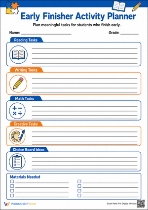 Early Finisher Activity Planner | Essential Teacher Guide