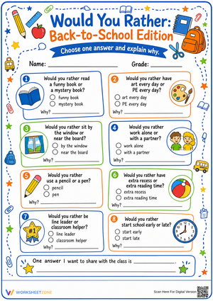 Printable Back-to-School Would You Rather | Grades 3-6